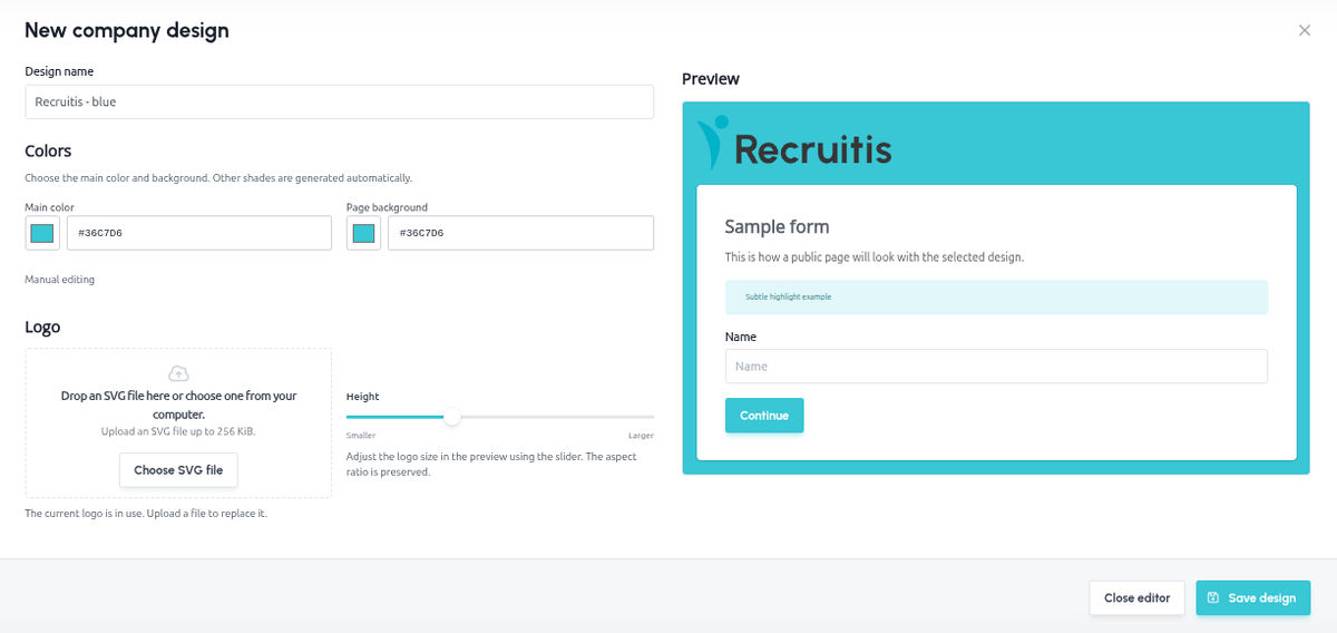 Editor with a second company design