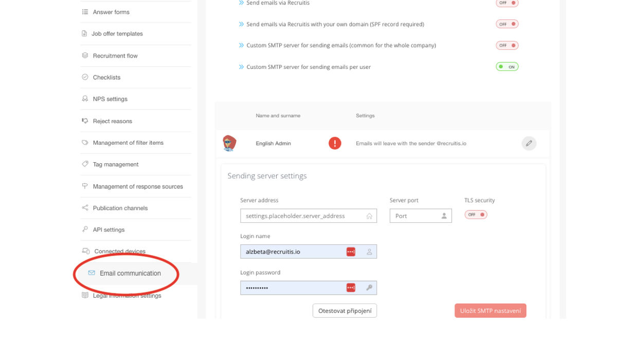 email communication settings