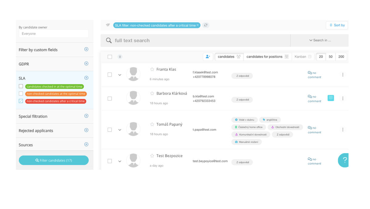 Candidate Service Prioritization (SLA)