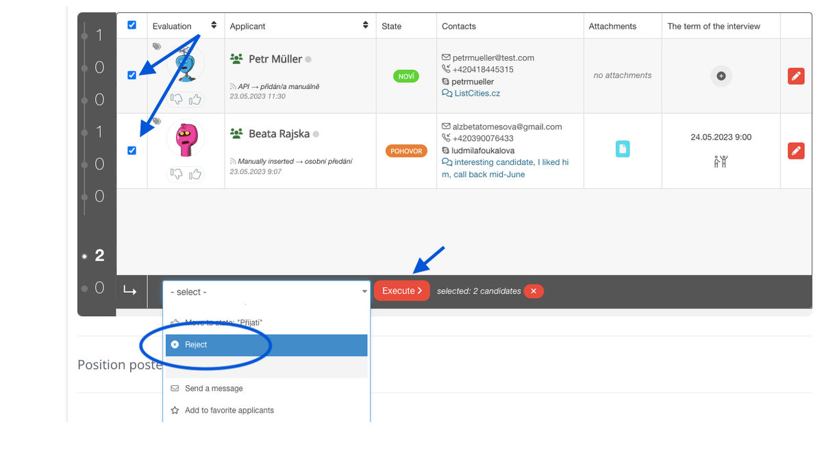 Position detail - mass rejection of applicants