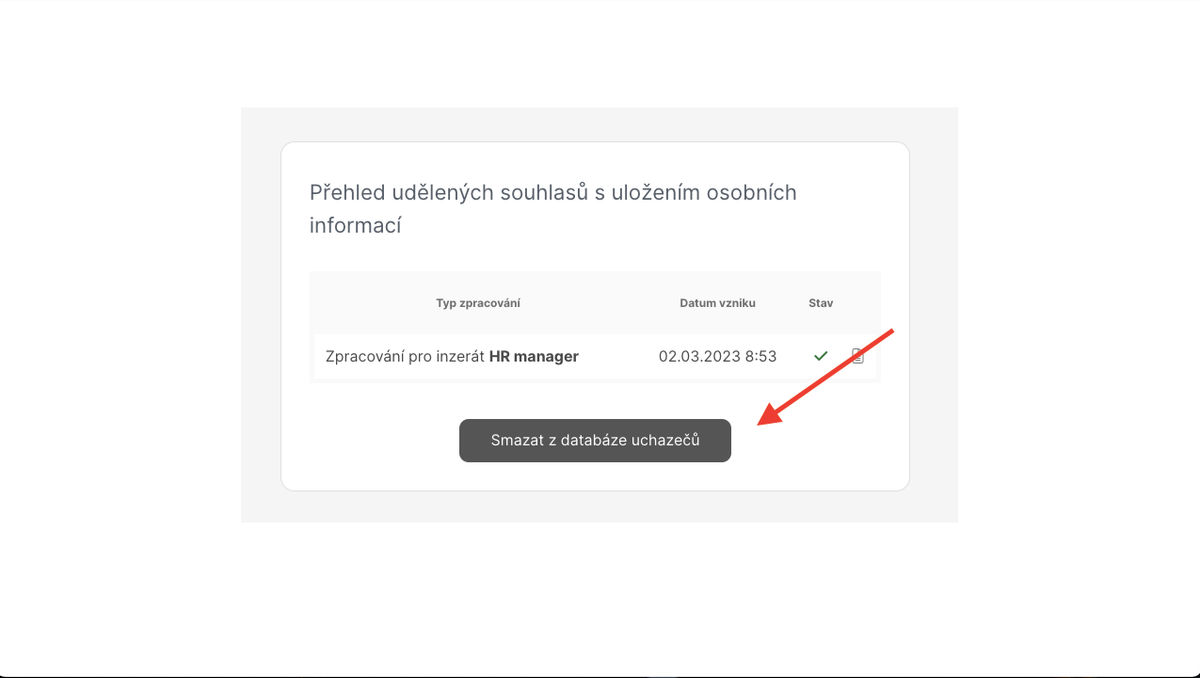 Smazat z databáze uchazečů