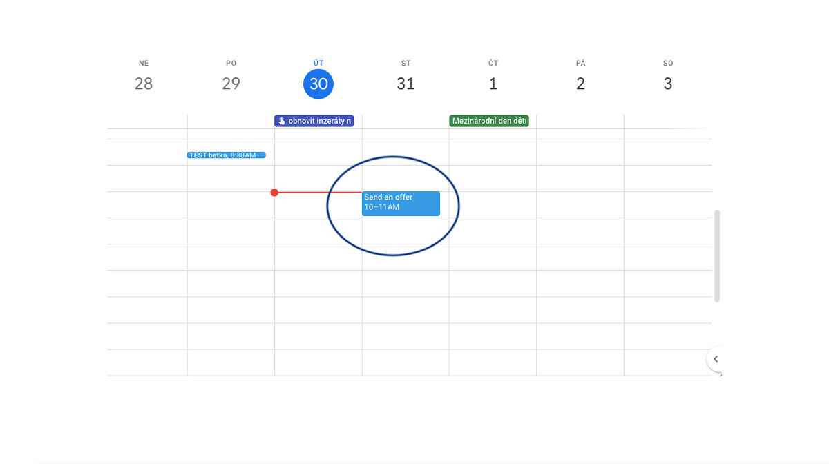 Note in Google Calendar