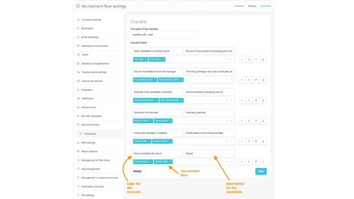 Recruitment flow setting