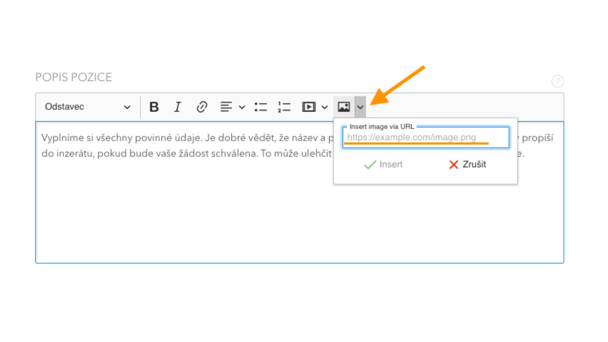 vkládání obrázku přes URL odkaz